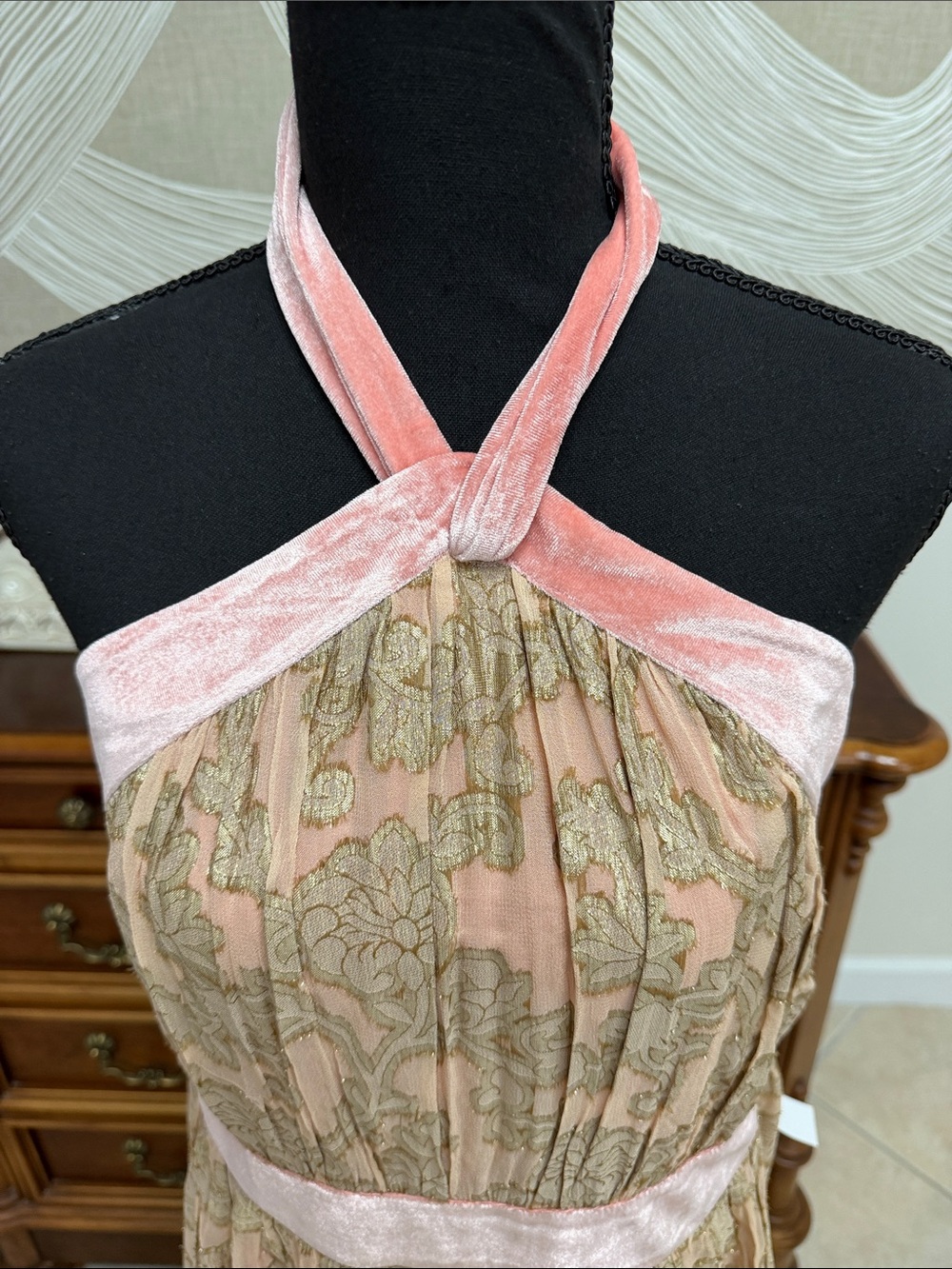 VENUS Pink and Gold One-Shoulder Lace Evening Gown - Picture 5 of 7